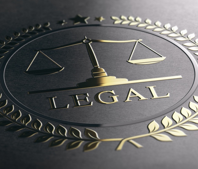Legal Advice, Scales Of Justice, Golden Law Symbol Over Black Paper Background
